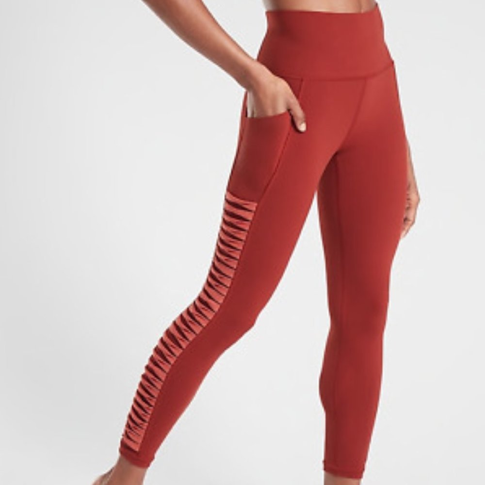 NWT Athleta Red Salutation Twist 7/8 Leggings